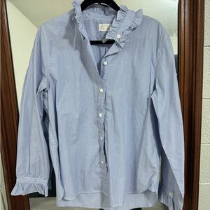 J. Crew striped blouse with ruffle detail